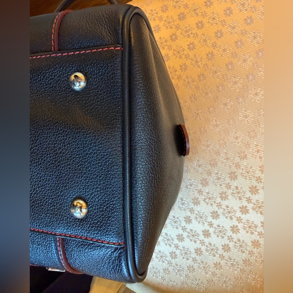 MCM Black Leather Satchel with Red Stitching - Picture 5 of 11